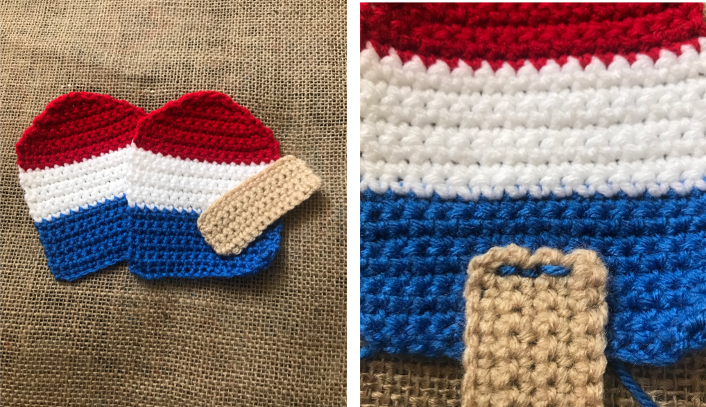 Patriotic Crochet Banner/Coater Set assembly of popsicles