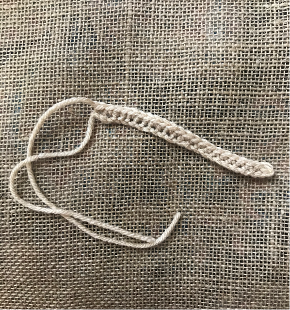 chain stitched to make a hanging loop for projects.