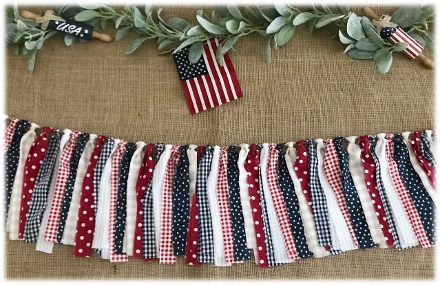 Finished Patriotic Rag Garland project