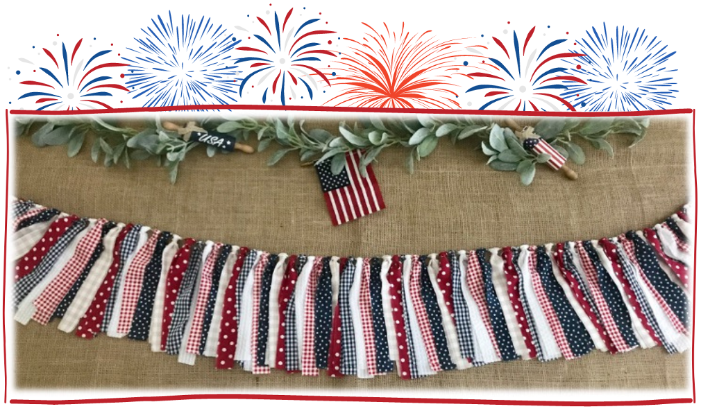 Cover photo for Patriotic Fabric Rag Garland post, Patriotic Rag Garland